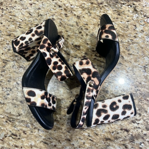 Joie Lakin Fur Slingback Block Heel Sandals In Snow Leopard 40 - Picture 5 of 10